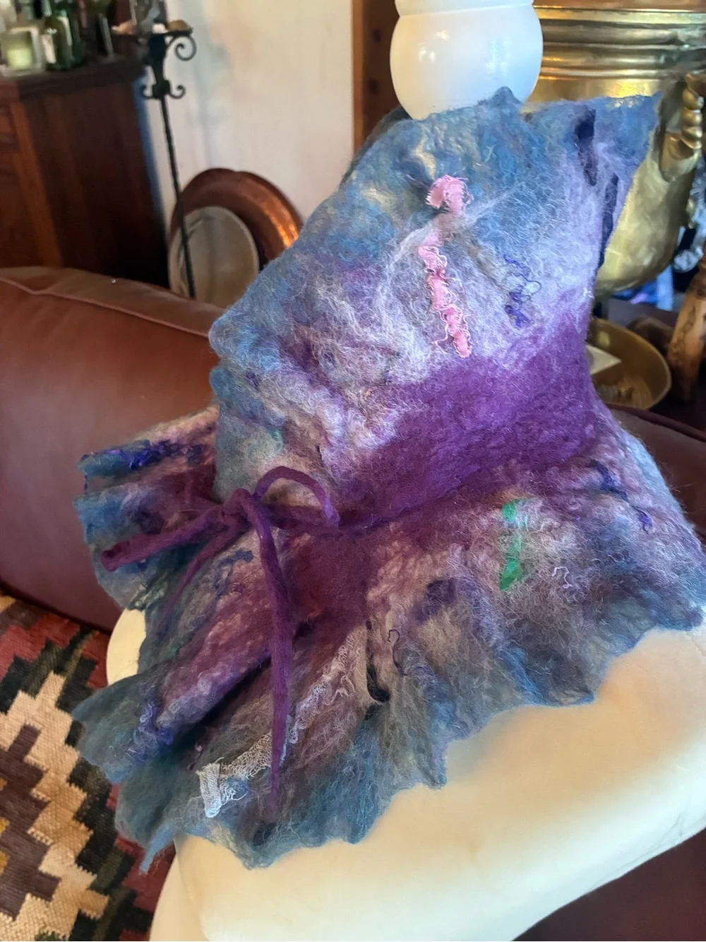 Handcrafted Purple & Blue Felted Neck Warmer by